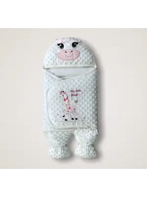 Tarz Zürafa Nakışlı Bebek Battaniyesi Pembe