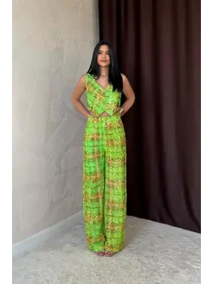 Yeşil Pullu Yelek Ve Pantolon Takım