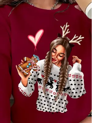 Omarı Desenli Viskon Uzun Kollu Kadın Bluzu