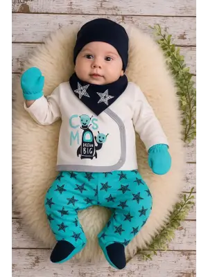 Yıldız Desenli Fularlı 5li Erkek Hastane Çıkışı