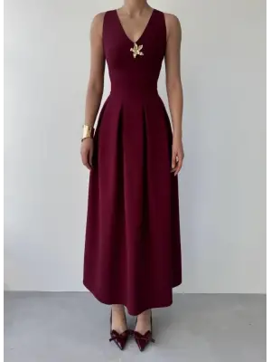 Omarı Gece İçin Yıldız Detaylı Elbise