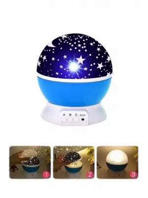 Yıldızlı Gece Lambası Mor Projeksiyon Görünümlü Masa Lambası Renk Değiştirebilen