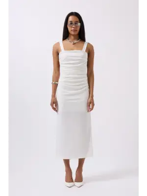 Yırtmaç Detay Sırt Dekolte Elbise