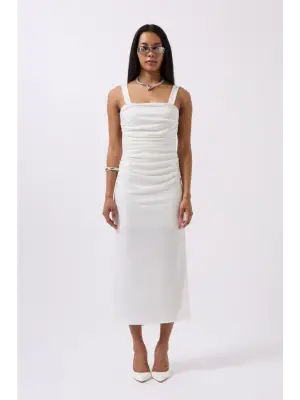 Omarı Yırtmaç Detaylı Şık Siyah Elbise