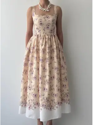 Omarı Doğal Taş Detaylı Zarif Elbise