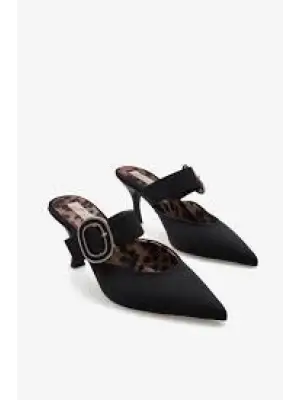 Siyah Saten Topuklu Terlik Kadın Giyim