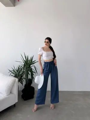 Omarı Rahat ve Şık Beli Büzgülü Yüksek Bel Pantolon