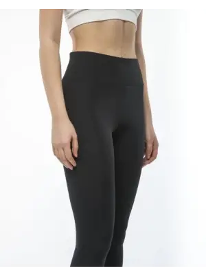 Yüksek Bel Geniş Kemer Dalgıç Tayt - Siyah