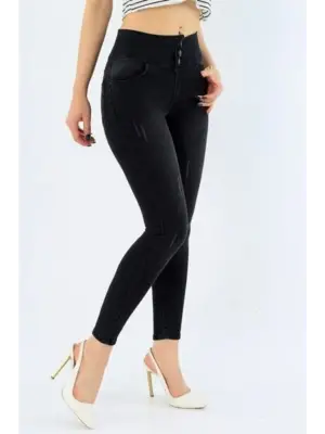 Omarı Yüksek Bel Streç Jean Pantolon 90 cm Boy