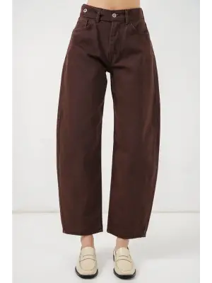 Yüksek Bel Kot Pantolon 30081 - Kahverengi