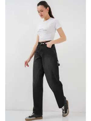 Yüksek Bel Kot Pantolon 6701 - Siyah