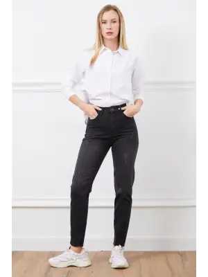 Yüksek bel mont jean pantolon