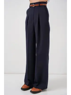 Yüksek Bel Palazzo Pantolon 30051 - Lacivert