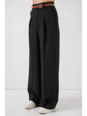 Yüksek Bel Palazzo Pantolon 30051 - Siyah