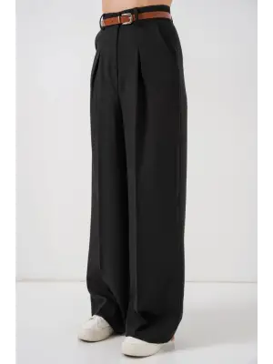 Yüksek Bel Palazzo Pantolon 30051 - Siyah