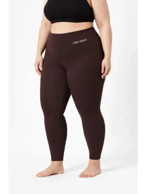 Yüksek Bel Toparlayıcı Likralı Dalgıç Spor Tayt Esnek Battal Büyük Beden - Kahverengi