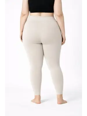 Yüksek Bel Toparlayıcı Likralı Dalgıç Spor Tayt Esnek Battal Büyük Beden - Taş