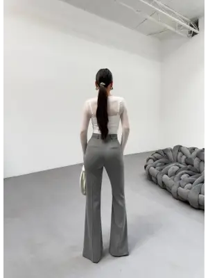 Omarı Esnek Viskon Ispanyol Paça Pantolon