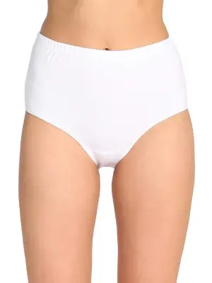 Omarı Yüksek Bel Kalın Lastik Beyaz Külot Seti