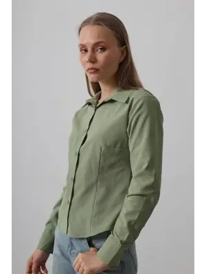 Omarı Derin V Yaka Basic Gömlek - Canlı Renk Seçenekleri