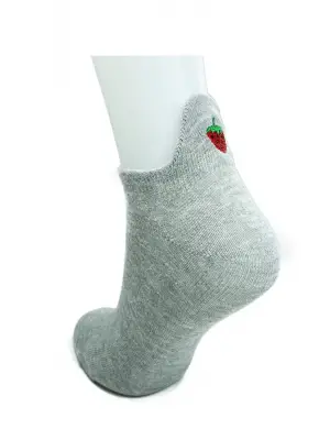 Omarı Çilek Nakış Baskılı Yumuşak Kadın Bilek Çorabı