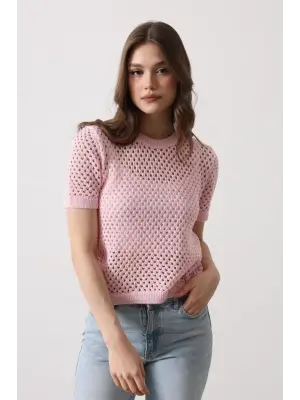 Omarı Pembe Kadın Triko