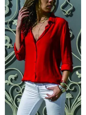 Omarı Yumuşak Dokunuşlu Viskon Gömlek