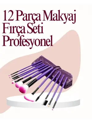 Yumuşak Fiber Kıllardan Oluşan 12li Makyaj Fırçası Seti Göz Farı Allık Ve Kontür İçin