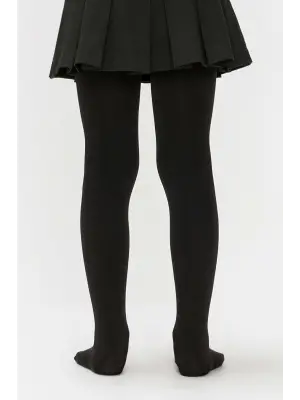 Omarı Siyah Kız Çocuk Pamuklu Külotlu Çorap