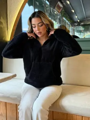 Omarı Kadın Uzun Kollu Peluş Sweatshirt