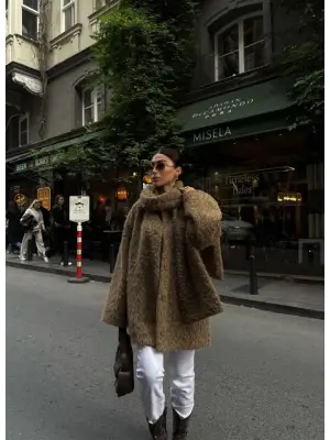 Kahve Yün Cıkartılabilen Atkılı Kaban Takımı