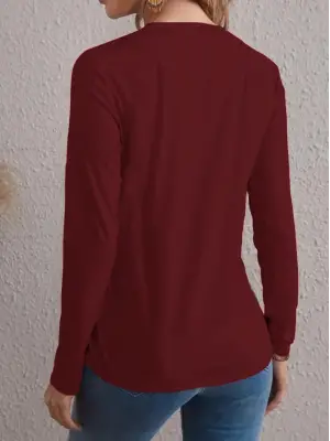 Omarı Yüz Desenli Kadın Uzun Kollu Viskon Bluz