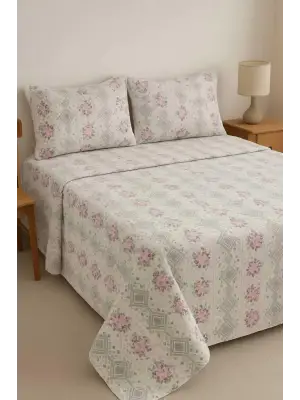 Omarı Yumuşak Pamuk Kapitone Çift Kişilik Pike Seti Kanaviçe