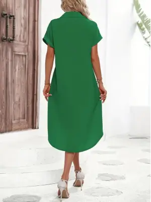 Omarı Zarif Midi Dokuma Elbise