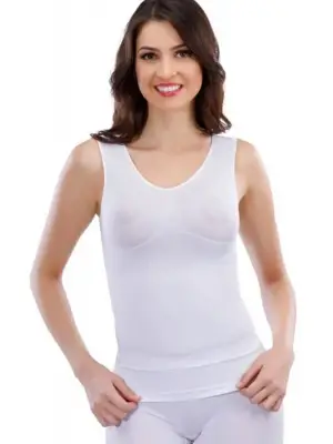 Omarı Kalın Askılı Beyaz Jakar Desenli Bayan Atlet