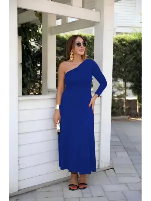 Omarı Zarif Kadın Tek Omuz Detay Elbise