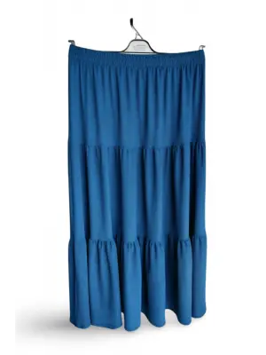 Omarı Beli Lastikli Uzun Lacivert Namaz Eteği 44-52 Beden