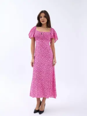 Omarı Tül Detaylı Siyah Elbise