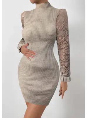 Omarı Zarif Tül Detaylı Mini Boy Elbise