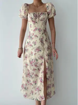 Zeze Balon Kol Elbise