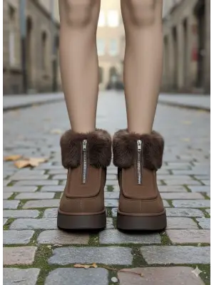 Kahverengi Süet Bot Kadın Giyim