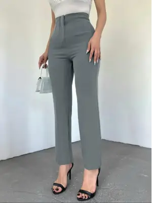 Zra Pileli Havuç Pantolon -Gri