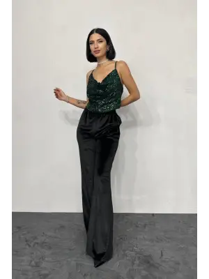 Zümrüt Askılı Degaje Bluz