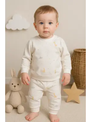 Zürafa Desenli 2 Parça Erkek Bebek Takım % 100 Pamuk