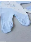 Modern Nakışlı Bebek Tulumu Mavi