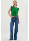 0430 Örme Bluz - Yeşil