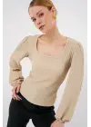 0442 Uzun Kollu Bluz - Bisküvi