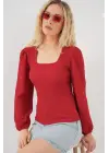 0442 Uzun Kollu Bluz - Kırmızı