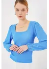 0442 Uzun Kollu Bluz - Saks