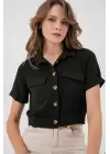 0663 Crop Ceket - Siyah